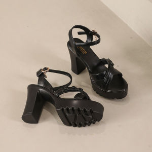 Free Shipping 2026 Summer New Korean-Style High-Heeled Sandals With A Single-Strap Design Fashionable Chunky Heels And Versatile Style For Women