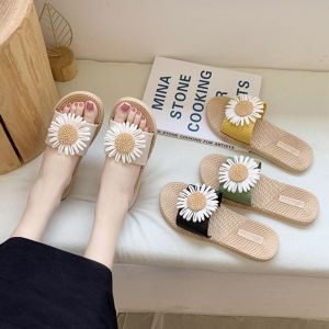 JEWELS1 PVC Dép đế bằng hình hoa Ngọt ngào Chống trượt Dép lê đi biển Tất cả phù hợp Phong Cách Bohemian Dép lê nữ Mùa hè