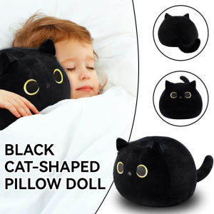 Cute And Cozy Black Cat Plush Toy Cute Cat Plush Doll Toys Stuffed Animal Cat Pillow Nap Cushion - Perfect Birthday Gift For Kids Holiday Decorations For Thanksgiving Christmas Gifts
