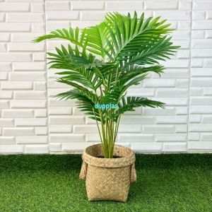 Pohon Artificial Tanaman Hias Palem Kelapa Hijau X18 Semilatex Cover Pot Purun Handle Hiasan Cafe Pajangan Aesthetic