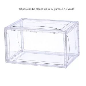【Gods House】1Pc Magnetic Shoe Storage Boxes Clear Plastic Stackable Shoe Organizer Bins Drawer Type Side Opening Shoe Holder Moisture-Proof And Dust-Proof Plastic Acrylic Shoe Cabinet
