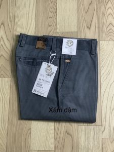 Quần kaki trung niên ống suông vải in caro