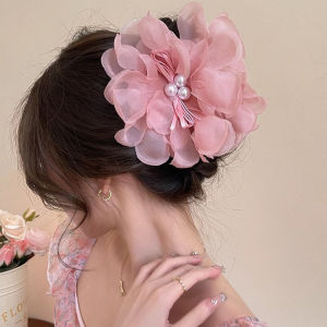 C.three Super Fairy Fresh Hairpin Mesh Flower Pearl Sweet Hair Claw Clip Shark Clip Girlish Playfulness