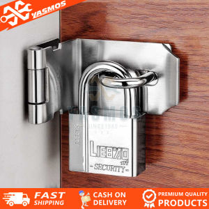 (3/4/5 Inch) Door Hasp Latch With Padlock Set Stainless Steel 90 Degree Safety Padlock Gate Bolt