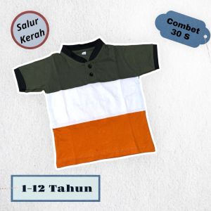 Baju distro anak laki laki usia 1-12th Kaos anak oblong tangan pendek bahan cotton combed 30s Baju Kerah anak Lengan Pendek kaos kerah anak laki laki kaos polo
