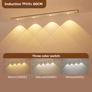 Warmtaste 20/30/40/60CM LED Night Light Ultra Thin Under Cabinet Light USB Rechargeable Wireless Motion Sensor Magnetic Bedroom Lamp for Room Wardrobe Kitchen Closet Lighting