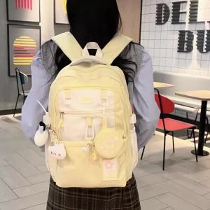 Fresh and stylish student backpack Korean version high aesthetic appeal color-blocking design lightweight backpack for junior high and high school students female backpack