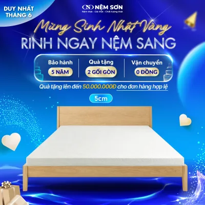 Nệm Xơ Dừa Gấp 3 ORGANIC 5cm - Nệm Sơn - An Toàn Cho Sức Khỏe Thân Thiện Môi Trường
