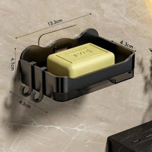 Wall Mounted Soap Holder with Hooks No Drill Double Layer Soap Dish With Drain Tray hadyshop