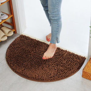 Non Slip Absorbent Bath Mat Bathroom Shower Rugs Semicircular Microfiber Carpet