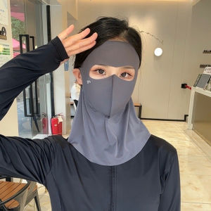 หน้ากากกันแดดกลางแจ้งหน้าสำหรับผู้หญิง Masker Full Face ให้ความเย็นป้องกันรังสียูวีมาสก์หน้าแบบบางระบายอากาศได้ดีผ้าคลุมหน้าและคอฤดูร้อน
