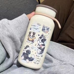 FIGHTINPC Phong cách Nhật Bản Chai nước hình động vật hoạt hình Thép không gỉ Sức chứa lớn Cốc giữ nhiệt hình mèo dễ thương Cốc giữ nhiệt Di động Bình giữ nhiệt hình mèo dễ thương Ngoài trời