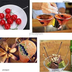 [COD] yixiayun 4PCS Stainless Steel Cocktail Sticks Fruit Sticks Reusable Drink Martini Picks