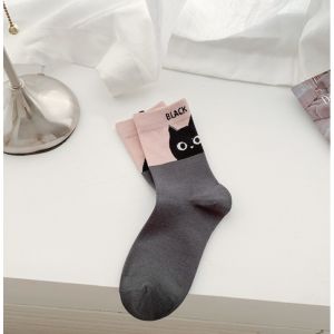 Kaos Kaki Panjang Wanita Katun Kucing Lucu Fashion Cotton Crew Sock JCKK235