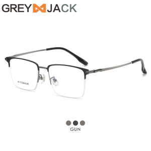 Grey Jack Frame Kacamata Bahan Titanium Ringan Kokoh Model Half Frame Bussiness Style Fashionable Bisa Minus 98482