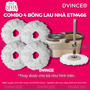 Combo 4 Bông lau thay thế cây lau nhà ETM466 - Màu Trắng (Thay thế được cho bộ lau nhà Locknlock ETM466)