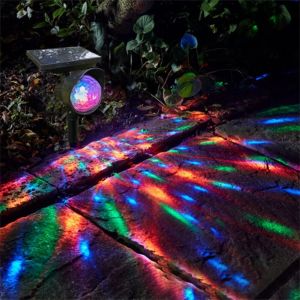 Seville Outdoor Solar Powered Spotlight Waterproof IP65 Multicolor Disco Stage Lamp for Christmas Party Garden Laser Projection Lights