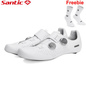 Santic รองเท้าปั่นจักรยานทางเรียบ ความแข็งของแคลท ระดับ 16 ด้วยพื้นรองเท้าไทเทเนียมอัลลอยด์ ระบบล็อคอัตโนมัติ สำหรับจักรยานแข่ง รองเท้ากีฬา