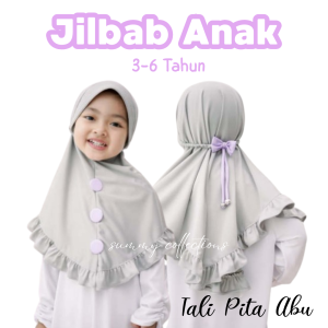 Kerudung Tali Karet Variasi Pita Untuk Anak 3 - 6 Tahun Jilbab Instan Anak Hijab Jeblosan