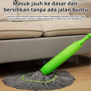Alat Pel Lantai Putar Otomatis Daya Serap Tinggi Twist Mop Kain Microfiber Lap Pembersih Stainless 360°