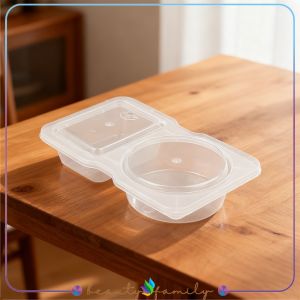 BF-C1420 Thinwall Tempat Makan Wadah 2 Sekat Plastik Transparan / Kotak Bumbu Sekat Tempat Sambel