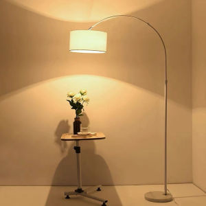 <𝙇𝙖𝙯𝙈𝙖𝙡𝙡> Modern Round Shade Floor Reading Stand Night Bedside Lamp + FREE TriColor Bulb