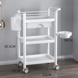 Xe Đẩy Nhựa 3 Tầng Có Thùng Rác Bát Nhựa | Xe Đẩy Sọt Rác | Kệ Nhựa 3 tầng Cao Cấp Cho Spa
