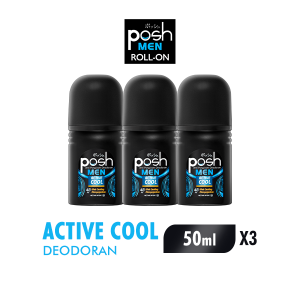 [Paket isi 3] Posh Roll On Deodoran Active Cool 50ml