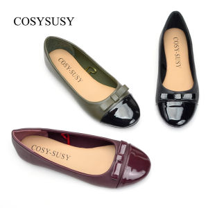 Free Shipping Korean-Style Soft-Soled Small-Bow Flat Ballet Flats For Women Featuring A Patchwork Design