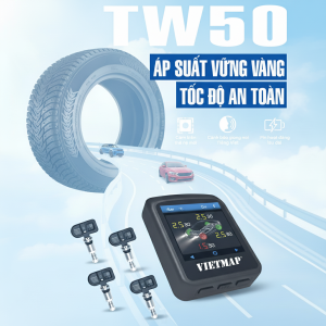 Cảm Biến Áp Suất Lốp TPMS Vietmap TW50 Cảnh Báo Tiếng Việt Kết Nối Điện Thoại Màn Hình Android