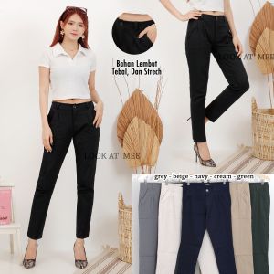 Celana wanita Chinos Kerja Kantor Casual Wanita Panjang Bahan Katun tebal halus