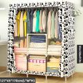 Zip Almari Baju Kain Besar Cabinet T-shape Large Capacity Zipped Wardrobe Clothes Organization Storage Rack Cabinet Clothes Rack Bedroom Cupboard. 