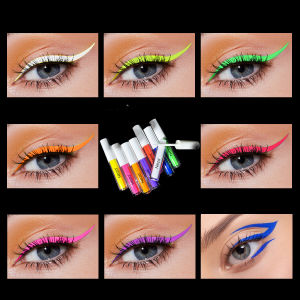 Neza Fluorescent eyeliner quick drying neon shimmer eyeliner fluorescent 8 color set box eyeliner party cosmetic gift box waterproof longlasting