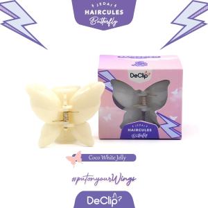 DeClip Jedai Butterfly Haircules Jepit Kupu Gigi 4 Ukuran 45cm Warna Coco White Jelly