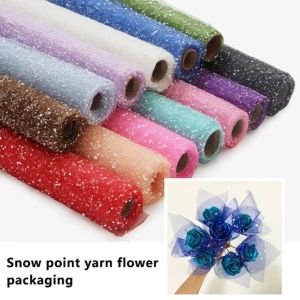 INTOONE Snowflake Fresh Flower Wrapping Paper DIY 50cm Wide Mesh Wrapping Paper Durable Bouquet Wrapping Paper Wedding Birthday Party Decoration
