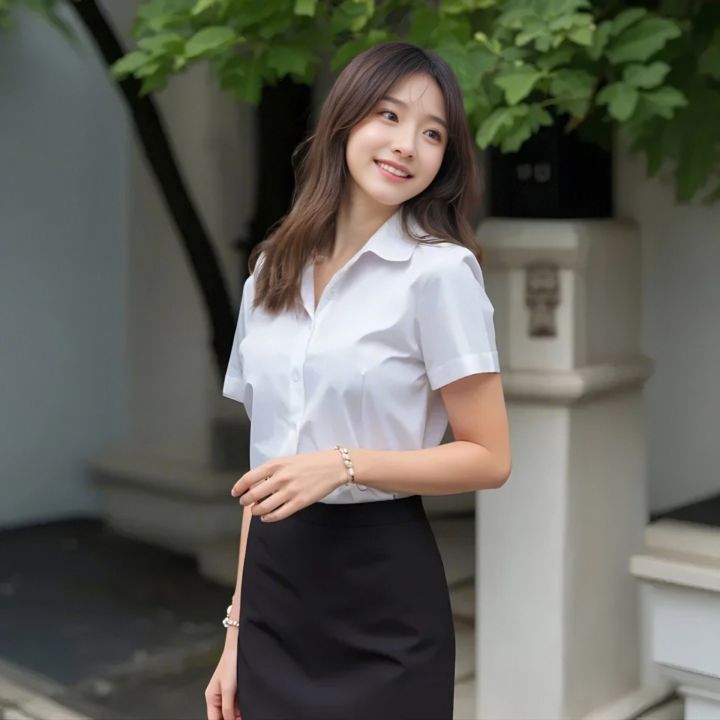 เสื้อผ้านักเรียนเสื้อเชิ้ตแขนสั้นพร้อมส่ง ผ้านุ่มสวมใส่สบาย เหมาะสำหรับ ...