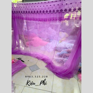 Màn tuyn Lanh Thái dây mắc 4 góc chống muỗi cho người lớn - mùng tuyn thái lạnh ren hoa giá tận xưởng