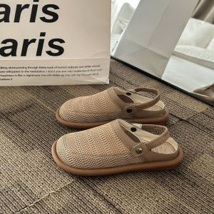 Dép nữ phong cách mới 2024 một mảnh vải Lanh dệt dép cho con La thời trang của phụ nữ