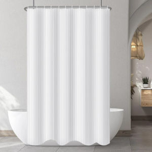 【12H Ship】180x180cm Tirai Mandi Kalis Air Bilik Mandi Bathroom Waterproof Shower Curtain Black White Gray Blue Beige Brown Pink Green Purple Khaki Gradient plaid leaf flower ocean fish Polyester Waffle Jacquard Waterproof Shower Curtain With 12 Hooks