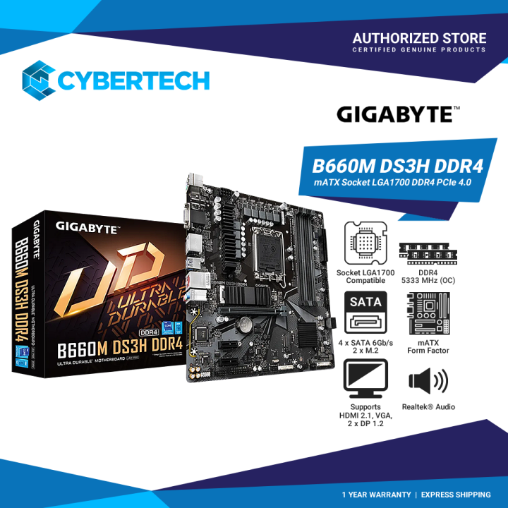 Gigabyte B660M DS3H DDR4 VGA/HDMI/DP Motherboard | Lazada PH