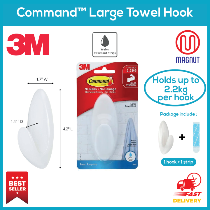 3M Scotch Command Bath17 Bath Large Towel Hook Lazada