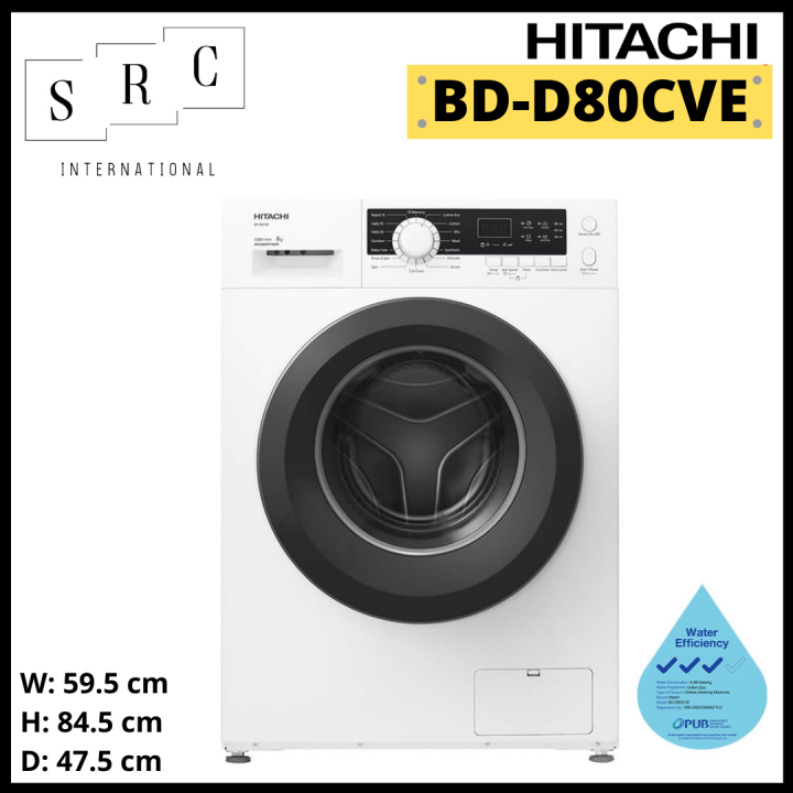 Hitachi BDD80CVE Inverter Front Loading Washer Dryer 8/6 kg Lazada Singapore