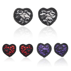 Women Heart Shape Lace Silicone Breast Pads Adhesive Reusable Nipple Covers Pasties Bra for Parties and Music Festivals