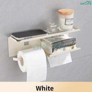 [OKLIFE. SG]Dual Use Wall Mount Toilet Paper Holder with Shelf Punch Free Bathroom Tissue Roll &  Organizer