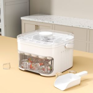 EDHO5 Space-Saving Ice Cube Mold Reusable Large Capacity Ice Cube Tray Easy Press With Lid Ice Maker Freezer Storage