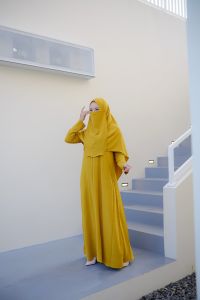 Ar Rikna - Gamis Set Syari Wanita // Gamis set Hijab Cadar polos // Baju Dress Abaya Wanita Syari bahan crinkle airflow premium FREE CADAR
