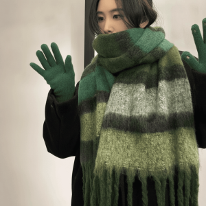 BLACKON Soft Winter Scarves Thick Thermal Plaid Mufflers Fringed Stoles Windproof Checked Neck Wraps Daily Wear