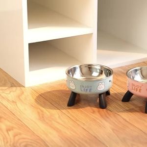 Pet Food and Water Bowl Stainless Steel Bowl Elevated Stand Anti-Slip Base cat and dog feeding dish removable pet bowl for daily home feeding for Cats Dogs and Pet Owners Pet Care