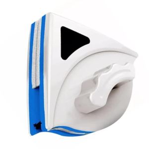 Double Sided Window Cleaner with ABS Plastic Shell Rubber Magnetic Glass Wiper Adjustable Magnetic Washing Brush Equipment for Home High Rise Window(Blue)(No Washer Fluid)