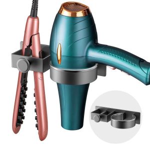 AE Wall-mounted hair dryer holder no-drill bathroom hair dryer rack hair straightener and flat iron storage rack